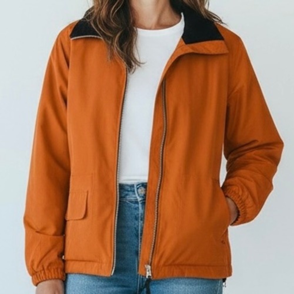 Jaeger-LeCoultre‎ JLC Ladies Orange Fleece Jacket Womens Size Small Fall Outdoor